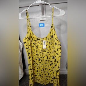 Yellow Floral Spaghetti Strap tank top